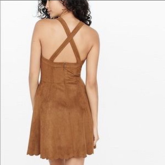 COPY - Express Brown Suede-like Skater dress - Picture 2 of 8